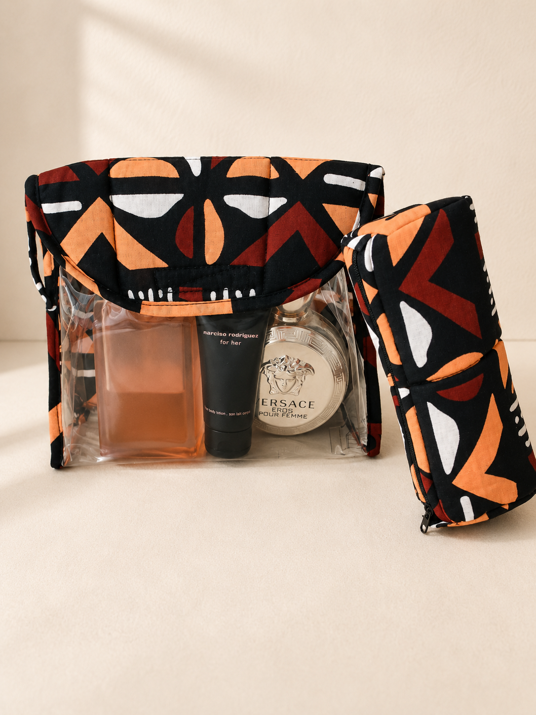 Ensemble Trousse de Toilette & Étui terracotta-noir