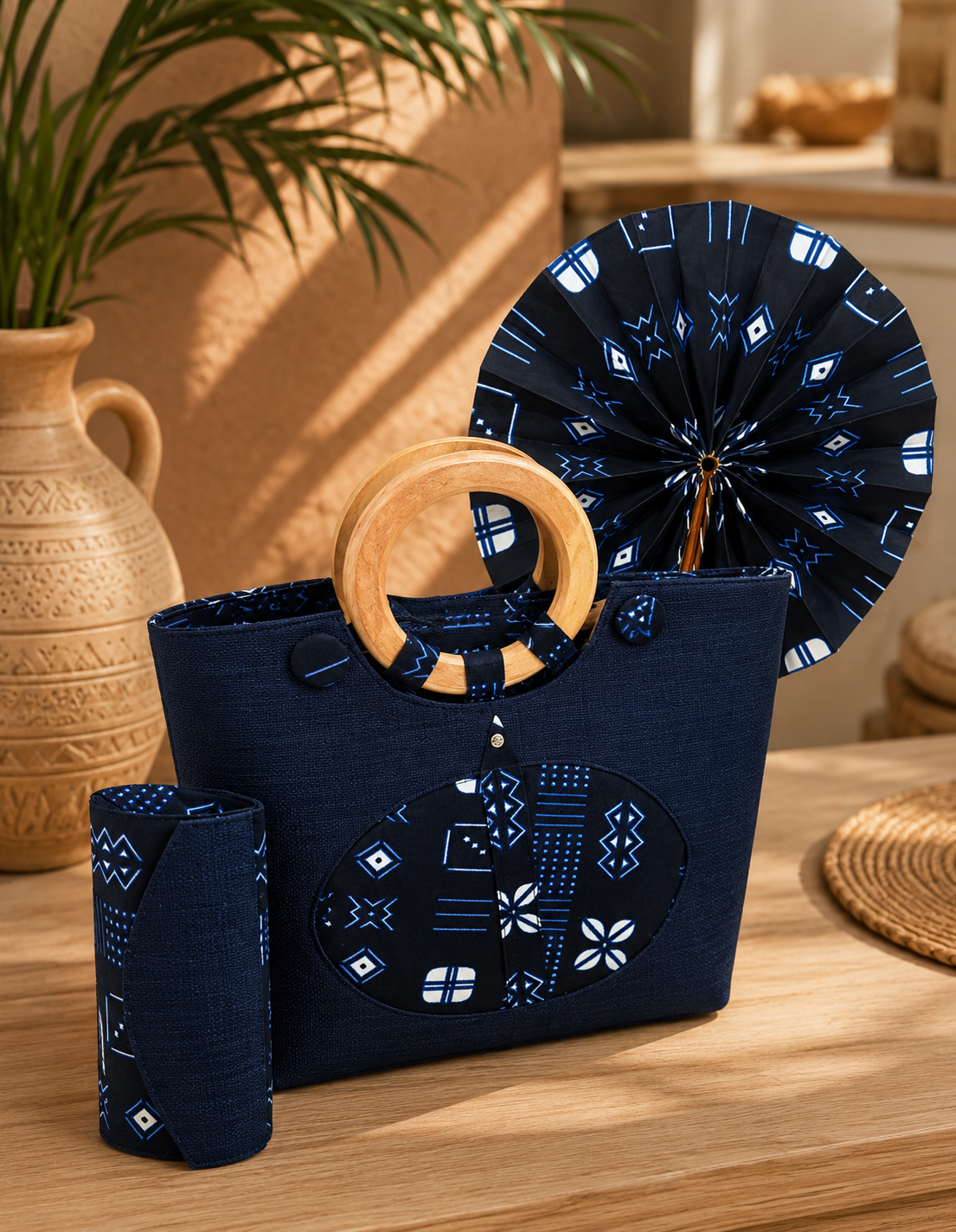 Ensemble Sac & Éventail Africain