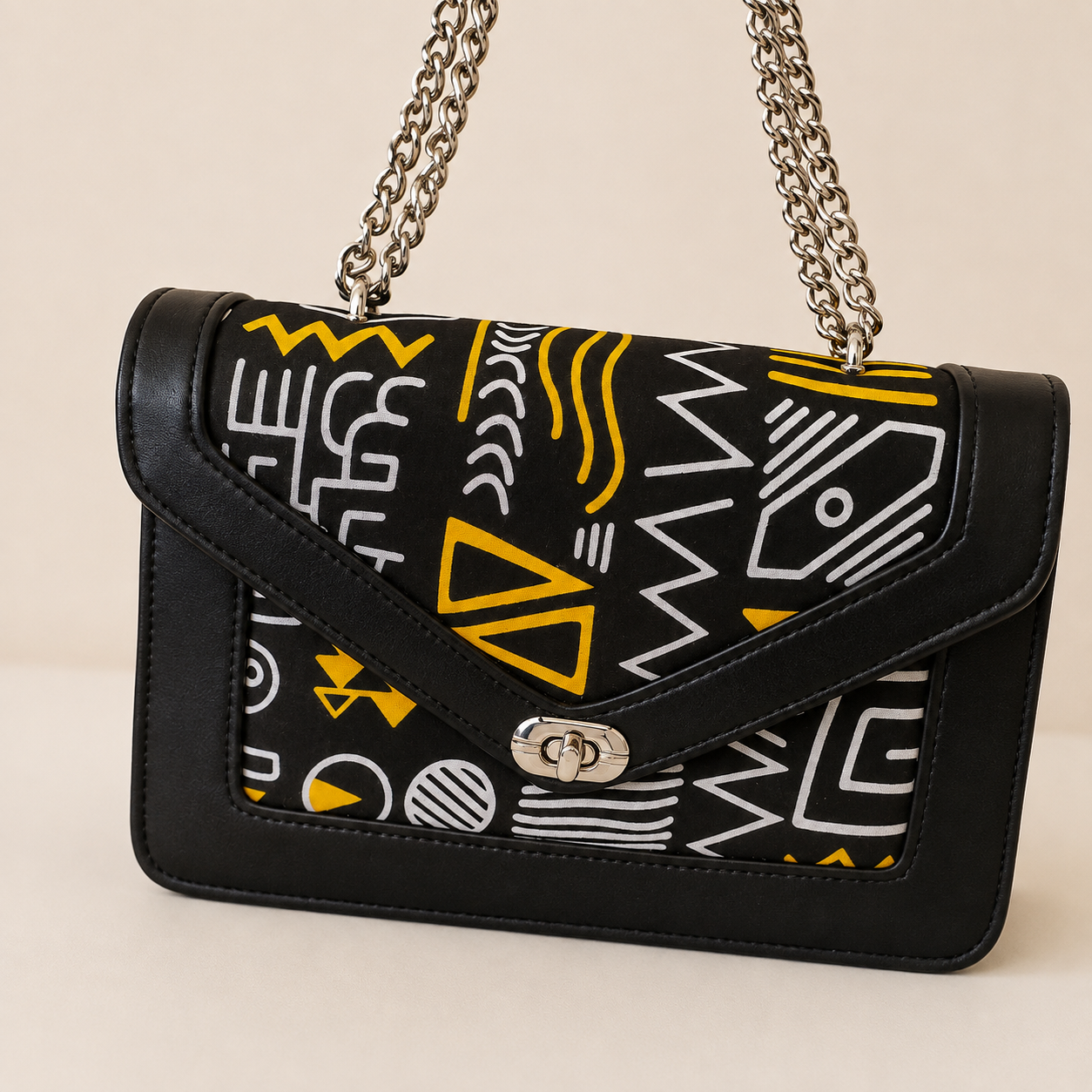 Sac à Bandoulière Wax – Noir & Jaune