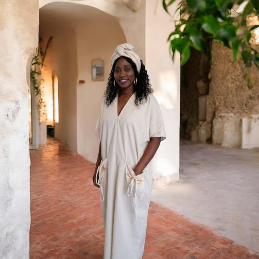 Robe Longue en Lin Rayé