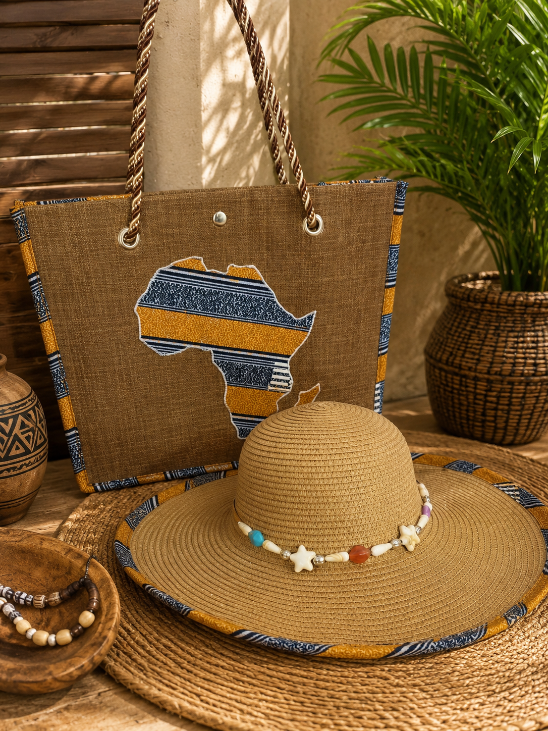 Ensemble Sac & Chapeau Africain – Élégance Naturelle