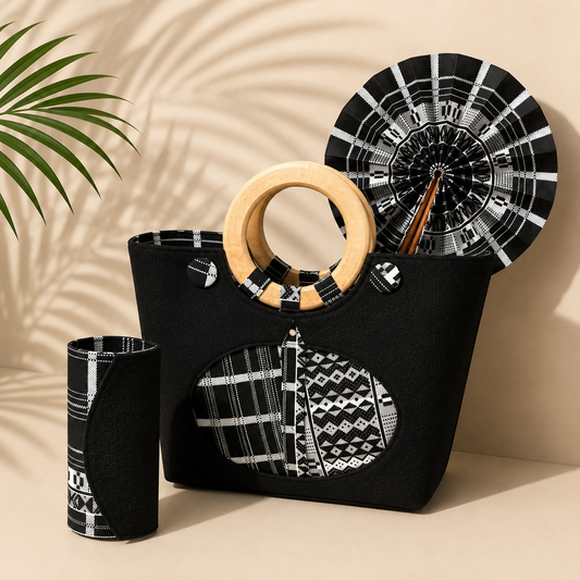 Ensemble Sac & Éventail Africain