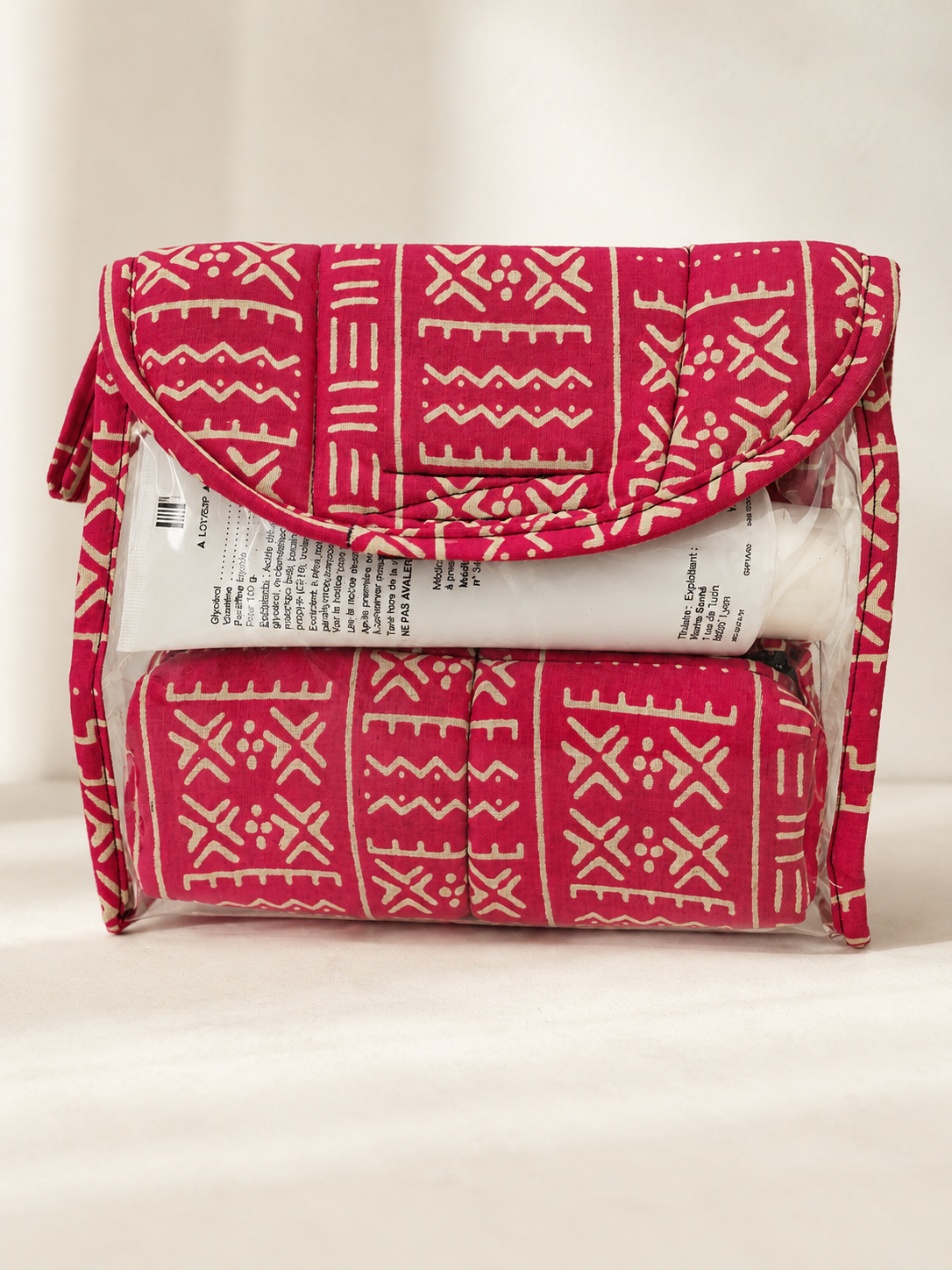 Ensemble Trousse de Toilette & Étui Rouge Bogolan