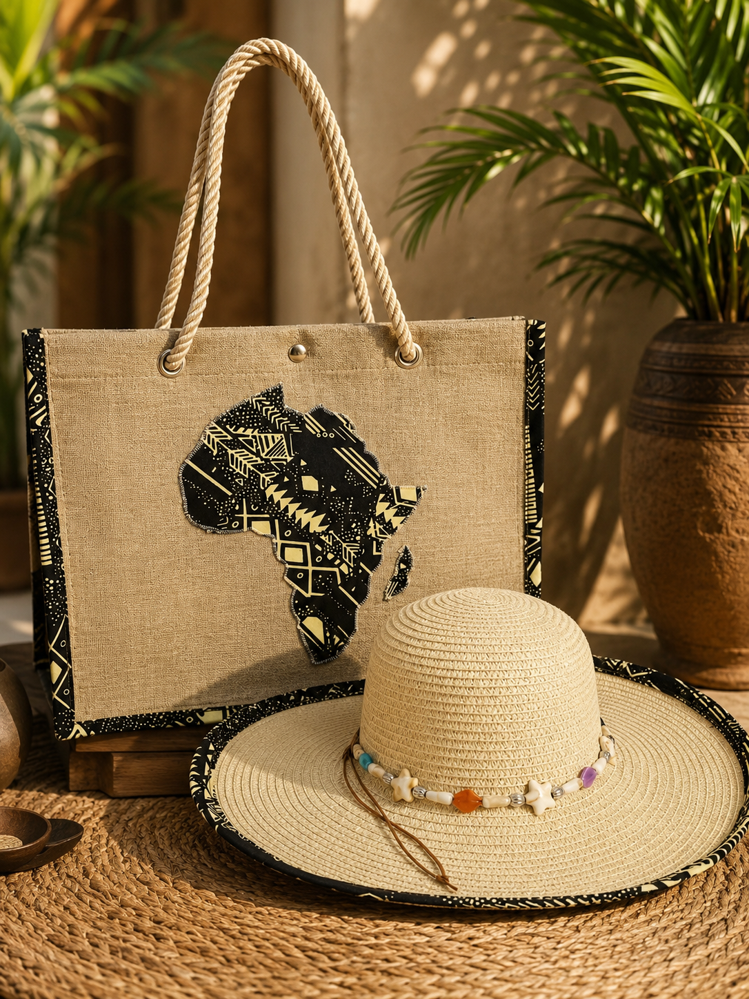 Ensemble Sac & Chapeau Africain – Élégance Naturelle