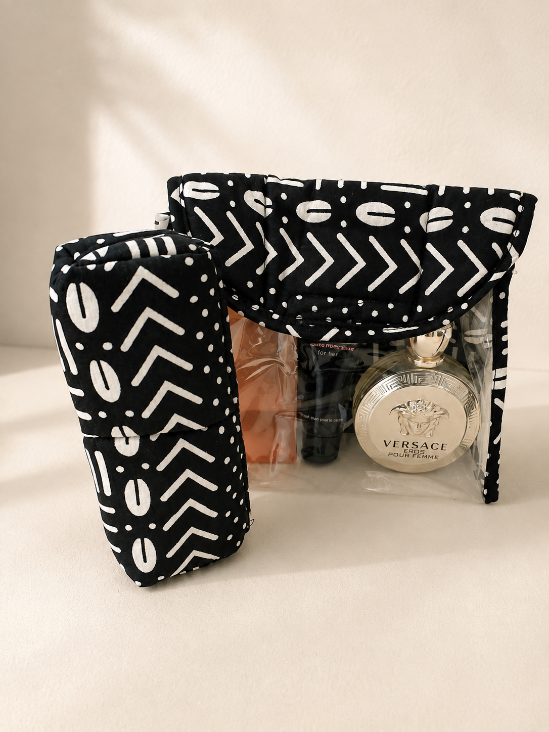 Ensemble Trousse de Toilette & Étui Noir& Blanc
